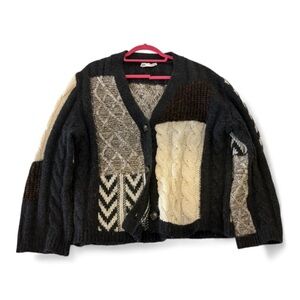 Zara Charcoal Color Block Knit Cardigan